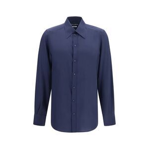Dolce & Gabbana Blue Silk Dress Men's Shirt